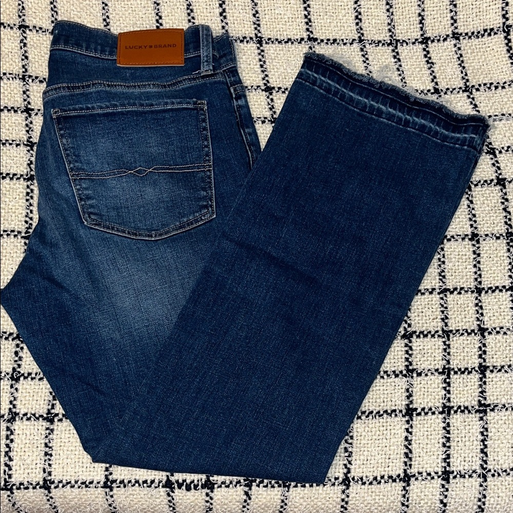 Lucky Brand Women’s Dark Blue Bootcut Jeans with Leather Patch